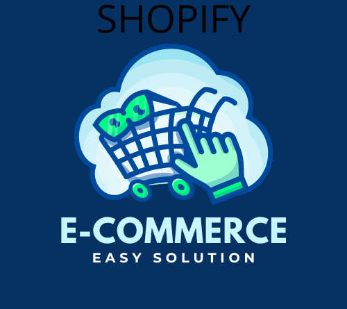 Blue Illustrative E-Commerce Online Shop LogoShopify