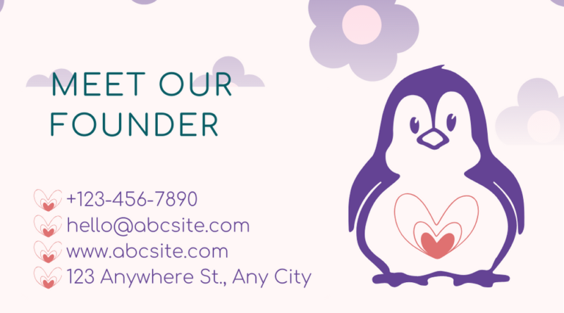 Purple and Pink Modern Cute Baby Boutique Founder Business Card